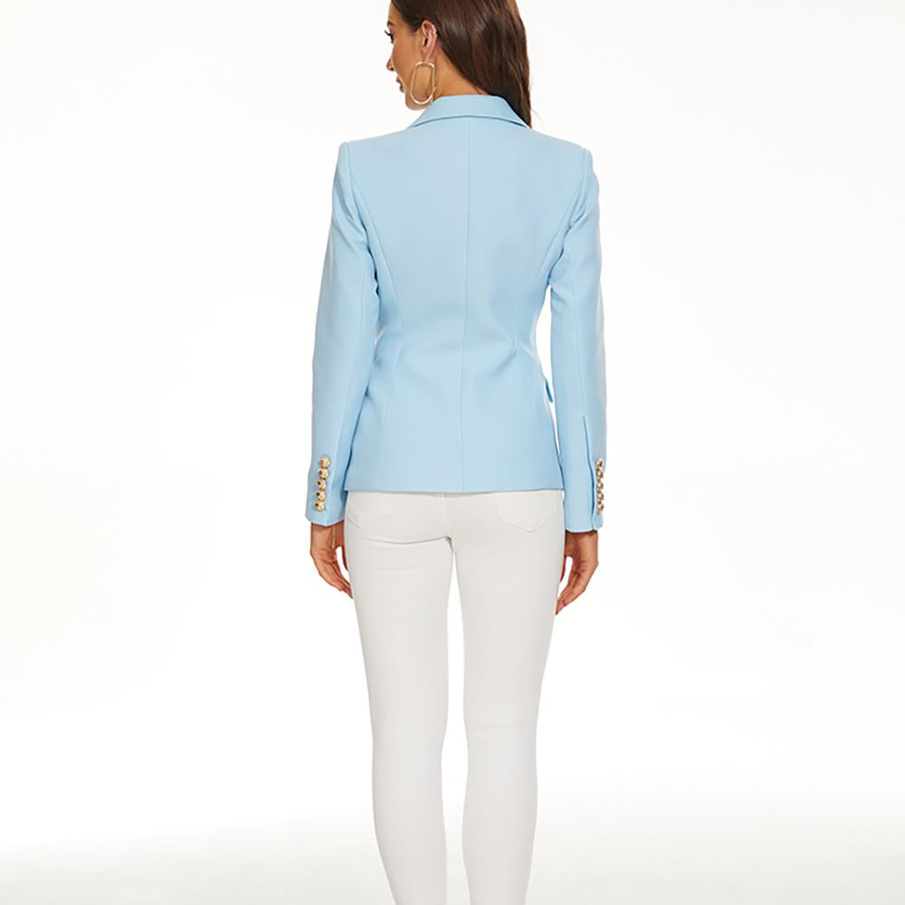 Classic Golden Buttons Double Blue Breasted Blazer Jacket