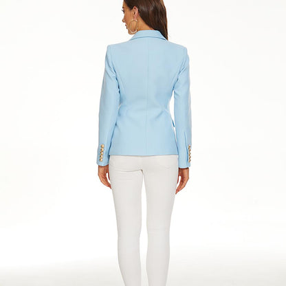 Classic Golden Buttons Double Blue Breasted Blazer Jacket